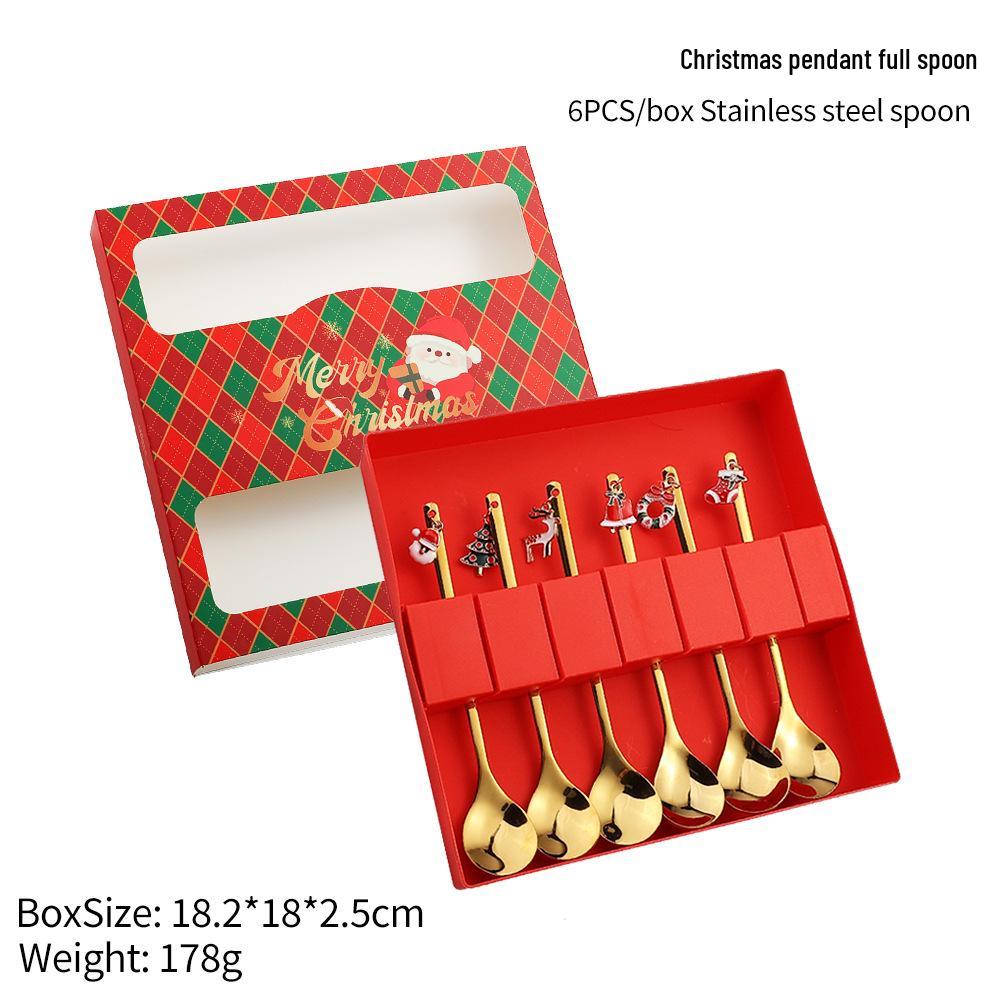 Christmas Stainless Steel Spoon and Fork Gift Set with Cute Pendant