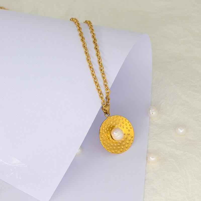 Meier Baroque pearl stud earrings stainless steel 18k gold pendant necklace earring set