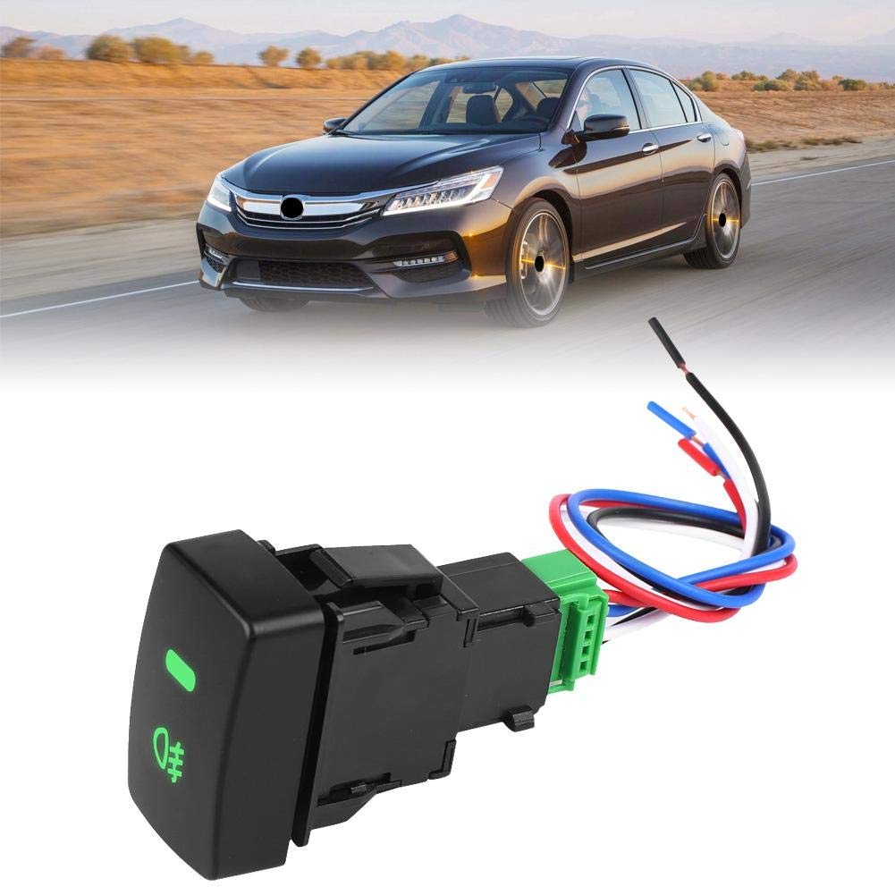 Keenso Fog Light Switch, 5 Pin Black Plastic Car Push Button, Fog Light On Off Switch, Fog Lamp Assembly for Cars, Trucks, SUVs