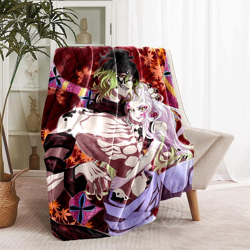1pc Blanket Demon Slayer characters1 Print Design, Lightweight Blanket for Sofa, Bed- Soft &Warm, Gift for All Seasons like Christmas, Halloween