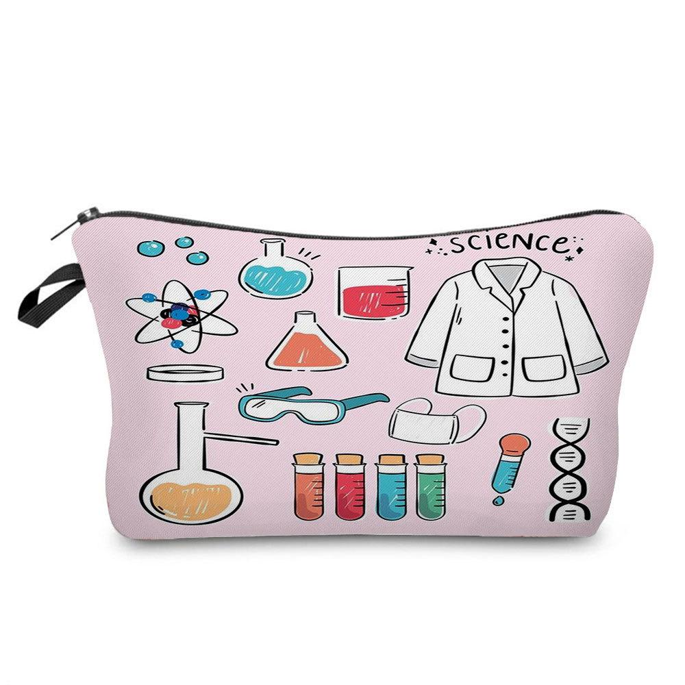 Women Chemical Physics Formulas Print Cosmetic Bag Toiletries Organize Travel Storage Case 6768
