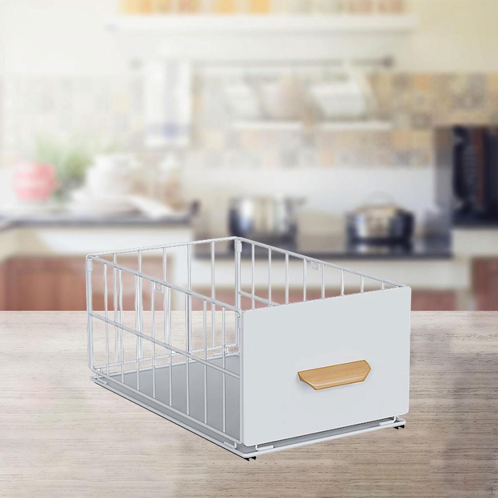 Pull Out Cabinet Organizer Guide Rail Design Expandable Sliding Drawer Pantry Storage Shelf for