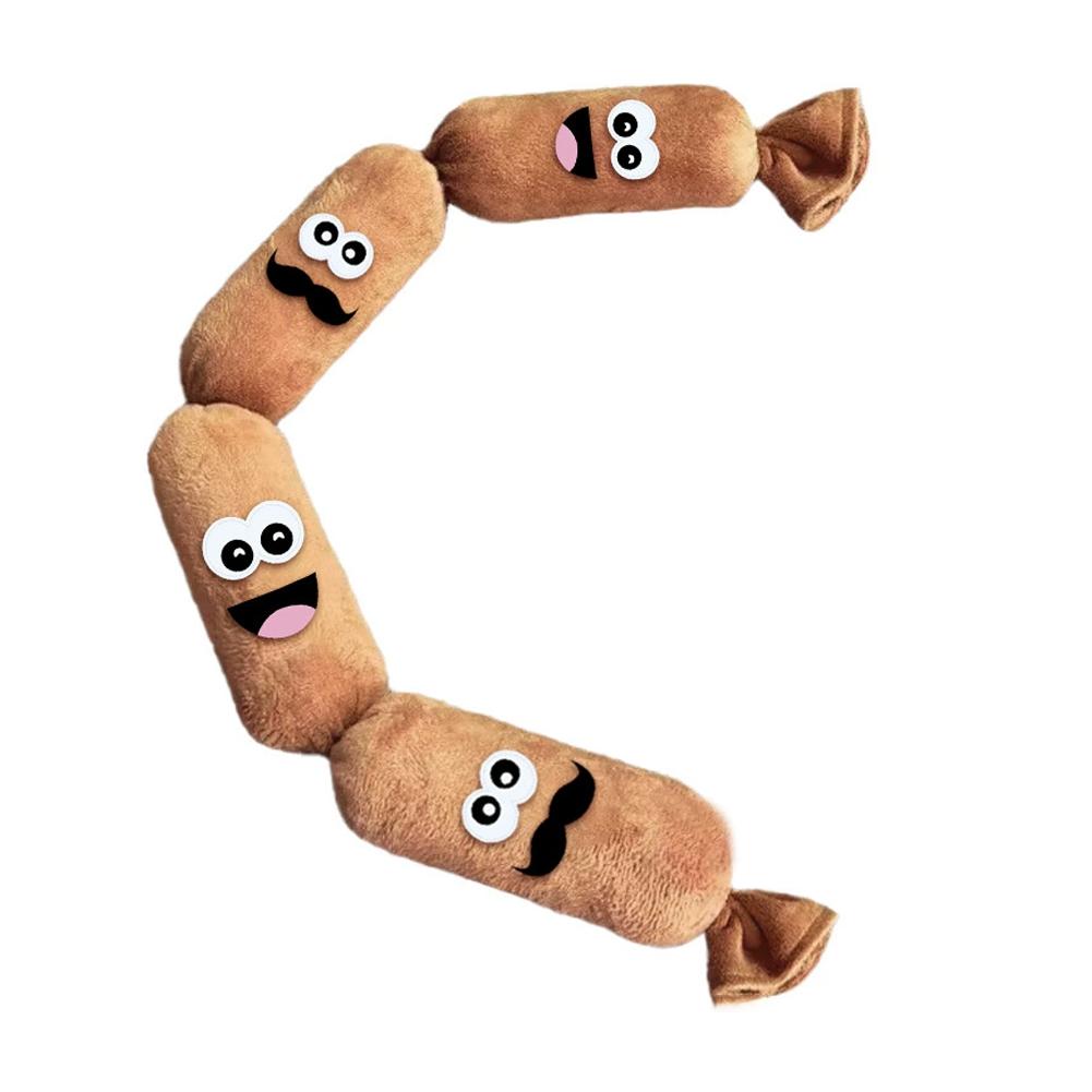 Simulated Sausage Plush Chew Toy for Dogs Press-to-Squeak with BB Sound Bite-Proof Wear-Resistant Chew Self-Play Stress Relief