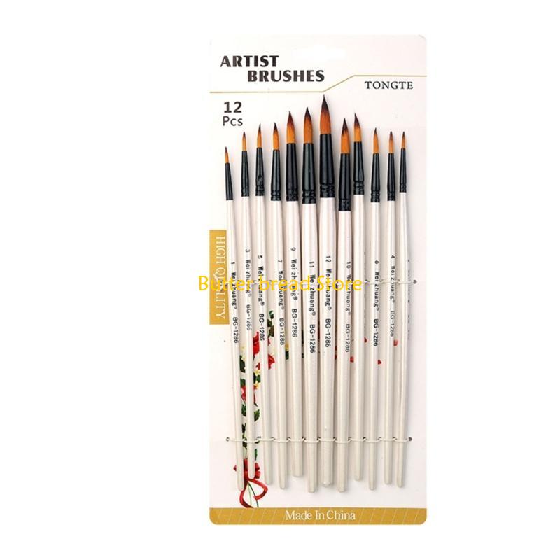

W89C 12PCS Painting Brush Kits for Beginner Gouache Watercolor Oil Acrylic Painting