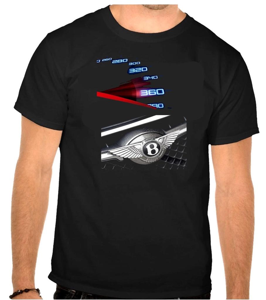 Bentley Speedometer Car Logo Black T-Shirt -1330-