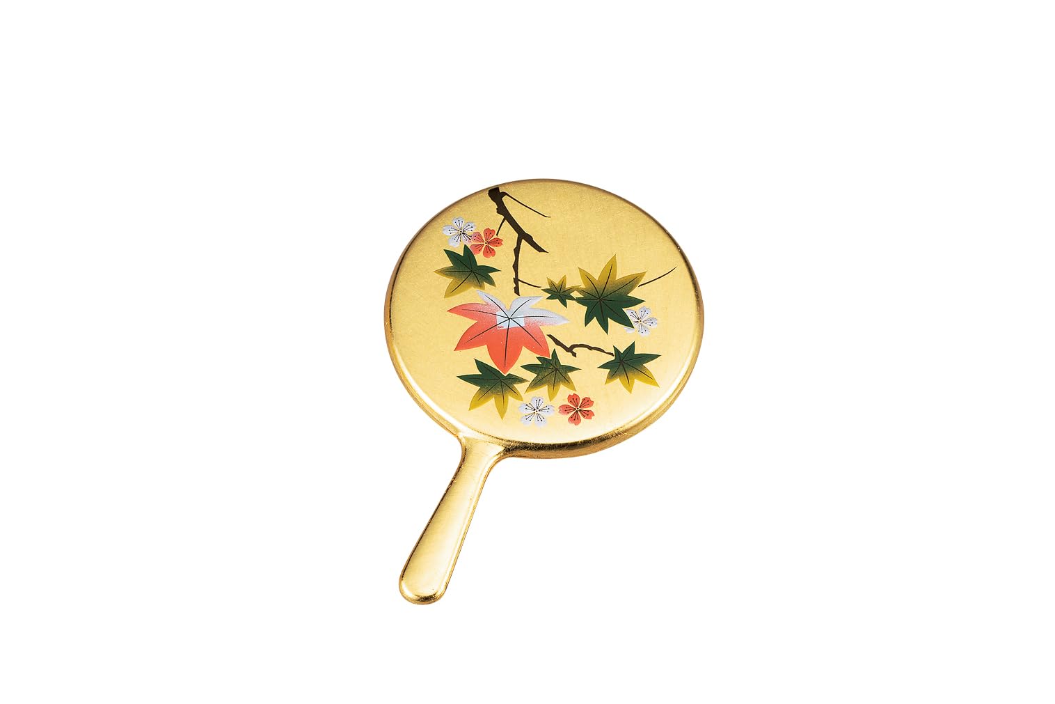 

Nakatani Brothers Yamanaka Lacquer Mini Hand Mirror, Gold and Silver Leaf Craft, Hanaichimonme (Flower Pattern), 37-0507