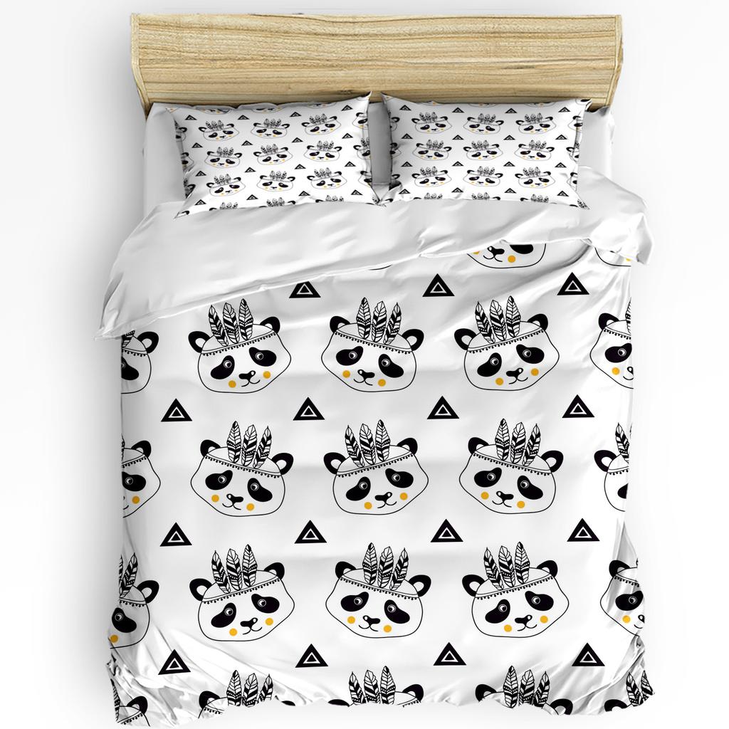 Cartoon Kawaii Panda Duvet Cover Bed Bedding Set Home Textile Quilt Cover Pillowcases Bedroom Double Bedding Set No Sheet