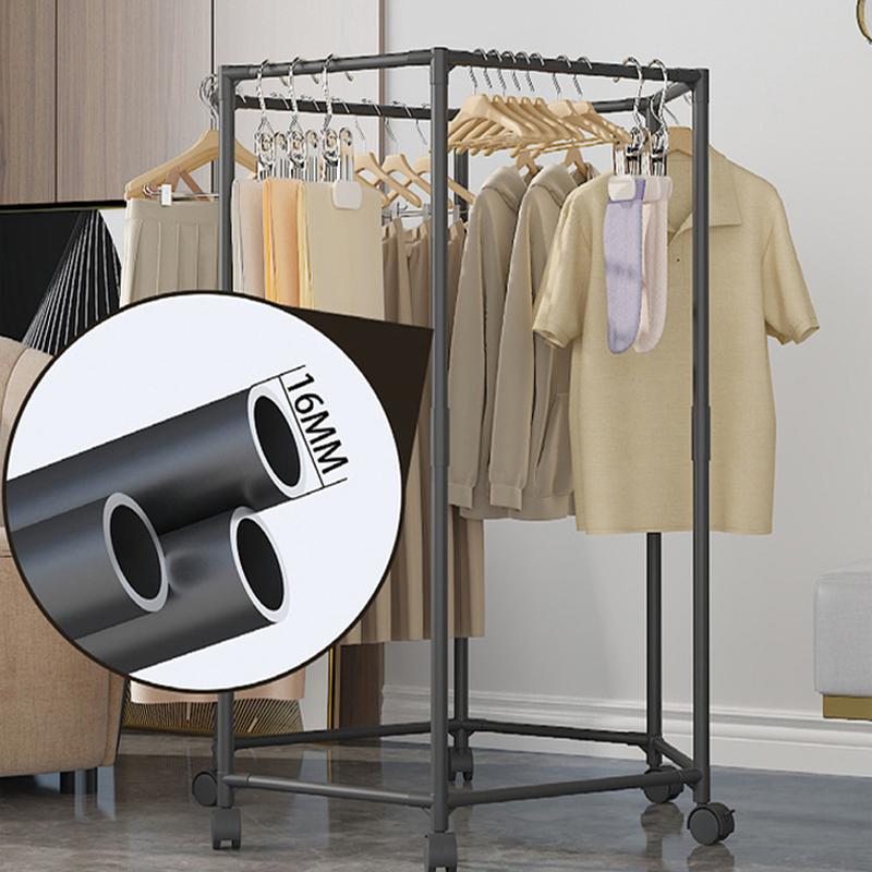 Hexagonal Rotating Garment Rack Free Standing Heavy Duty Clothes Hanger Space Saving Dormitory Laundry Organizer Multi Hook Drying Stand Iron Frame