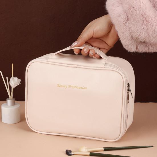 Large Capacity Cosmetic Bag Makeup Case with Top Handle Adjustable Divider Travel Makeup Organizer