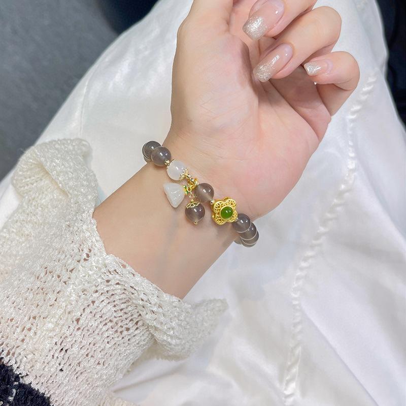 Guofeng Design Natural Agate Bracelet Diy Chalcedony Bracelet Antique Temperament Retro Hanfu Accessories