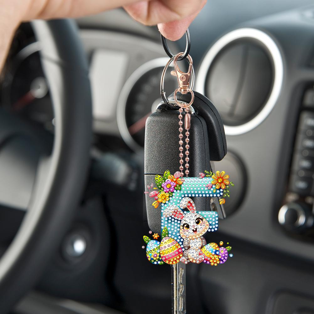 Easter Diamond Art Keychain Ornaments Double Sided Hanging Key Chains Diamond Painting Keychain Kits 5D DIY Diamond Art Pendants