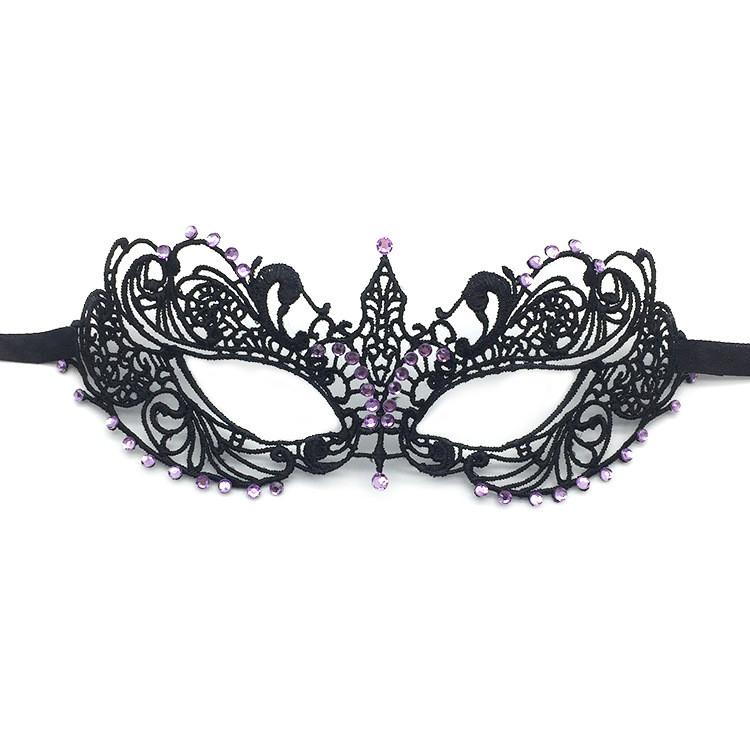 Halloween Lace Mask With Rhinestones For Costume Party And Kids Adults