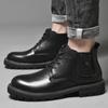 FashionHigh Quality Genuine Leather Motocycle Boots Mens Dress Shoes Upscale Men Boots Retro Casual Shoes Male Business Platform Shoes