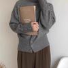 Retro High Neck Button Sweater: Women's Autumn/Winter Solid Color Knit with Slit
