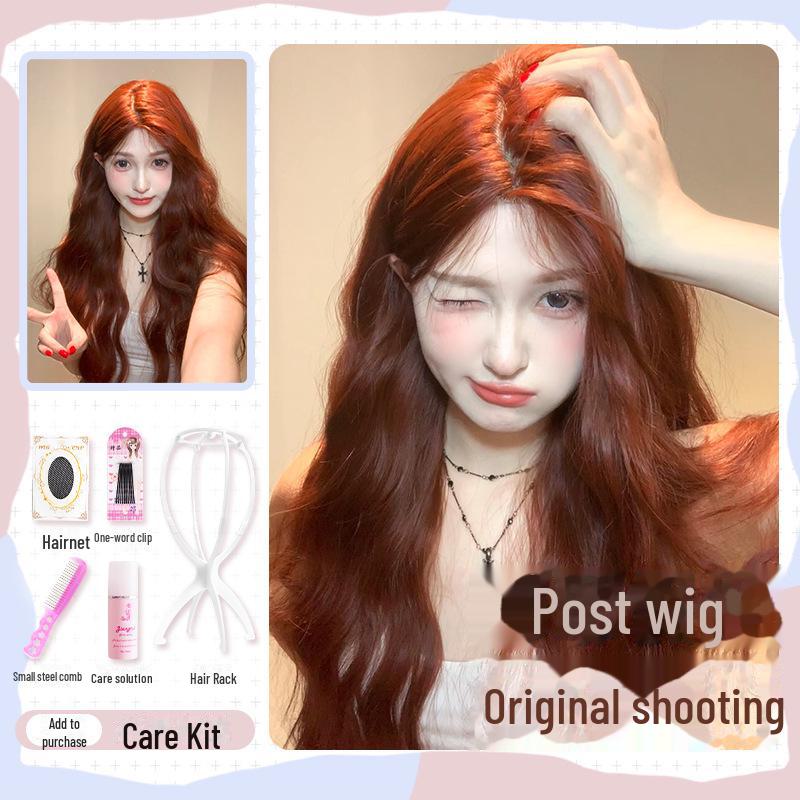 Yeye Wig: Celebrity-Inspired Middle Part Long Curly Lace Wig In Caramel Orange Brown