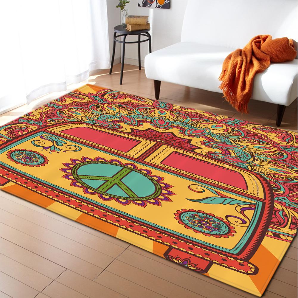 National Style Retro European Pattern Large Carpet Square Floor Mat Striped