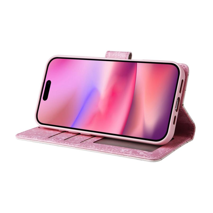 Funda de teléfono de lujo con diseño de flores en relieve para iPhone 16, 15, 14, 13, 12 y 11, Samsung S25, S24, S23, A16, A15, A14, A56 y A55, con tarjetero y bloqueo RFID.