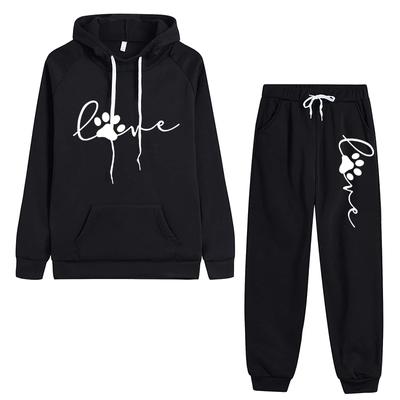 Codzienny damski dres, dwuczęściowy zestaw dla kobiet, bluza do joggingu, wygodna jesienno-zimowa, z kapturem i sznurkiem do ściągania