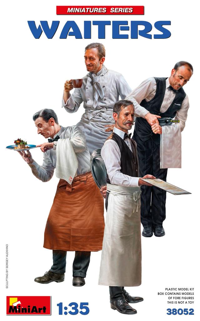 MiniArt 1/35 Scale Waiter Figures (Set of 4) Plastic Model Kit MA38052