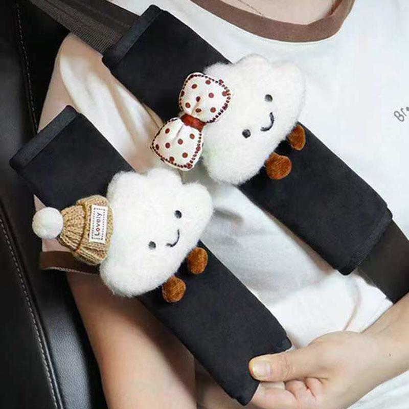2pcs  Cartoon Bow Cloud  Seatbelt Shoulder Protector Cartoon Creative Car Seat Belt Shoulder Pad Protector Interior Accessories