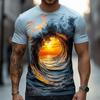 Herren Nautical T-Shirt Kurzarm T-Shirt 3D Druck Rundhals Shirt Übertriebenes Designer Party Lässig Urlaub Blau 3