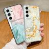 White Marble Pattern Case For Samsung S26 S25 S24 Ultra S23 S22 S21 FE A54 A15 A35 A55 A16 A26 A36 A56 A17 A37 A57 5G Clear Card Slot Back Cover