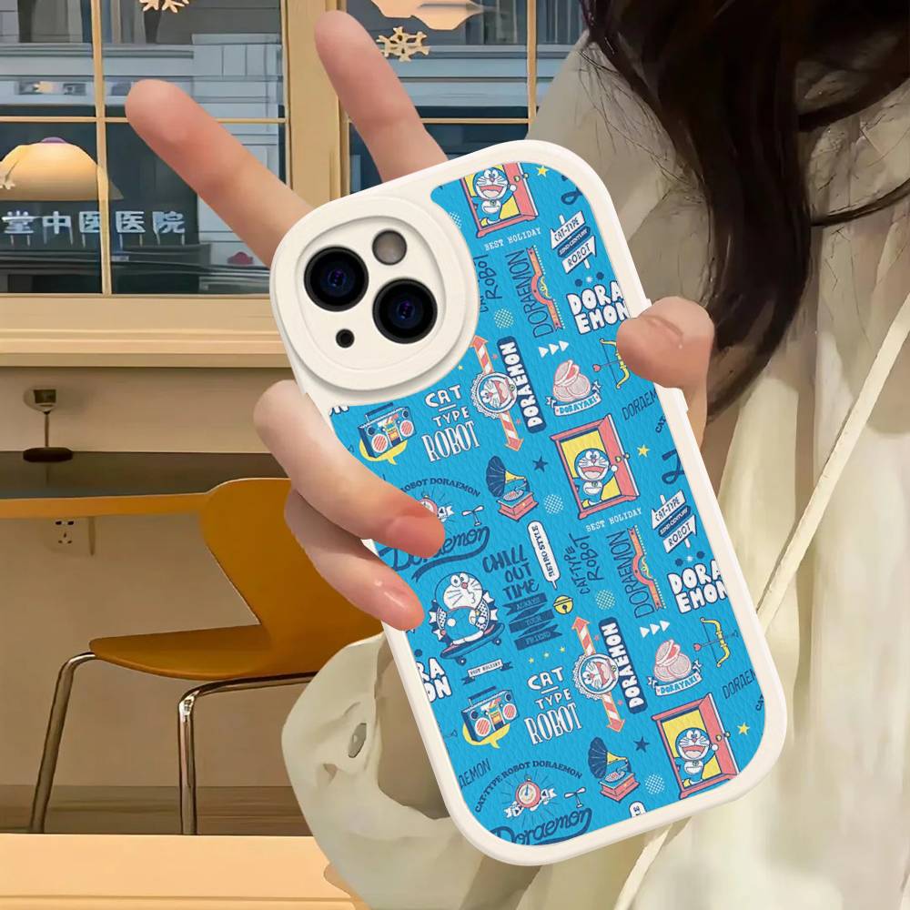 Cute Cartoon-u-Doraemons-t Phone Case For IPhone 16 15 14 13 12 11 Pro Max Plus Leather Shockproof Cover