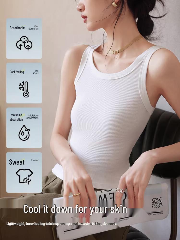Damen Geripptes Modal Spaghettiträger Tanktop: 2026 Neues Schlankmachendes, Figurschmeichelndes Sommer-Eis-Seiden-; Allein tragen oder kombinieren.