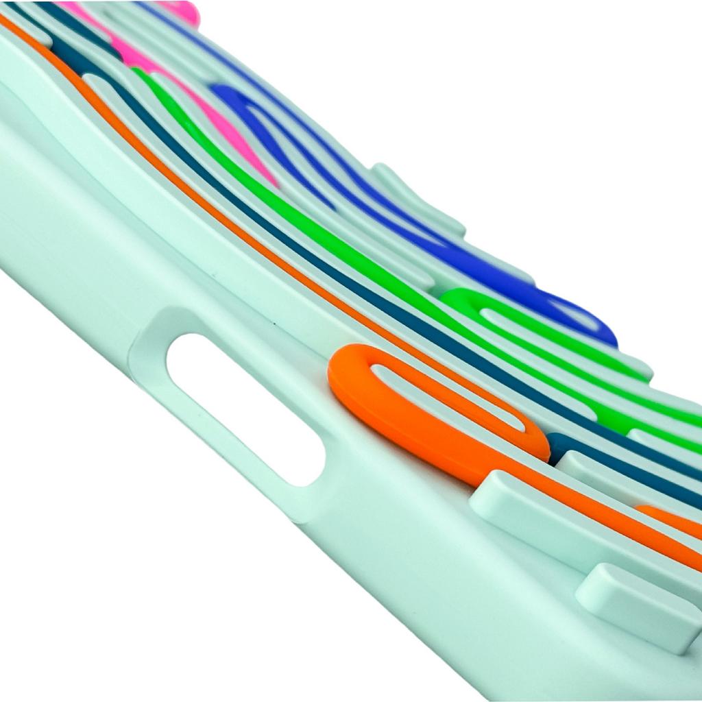 For iPhone 16 Pro Case 3D Stress Relief DIY Colorful Bar Silicone PC Phone Cover Arc Stripe