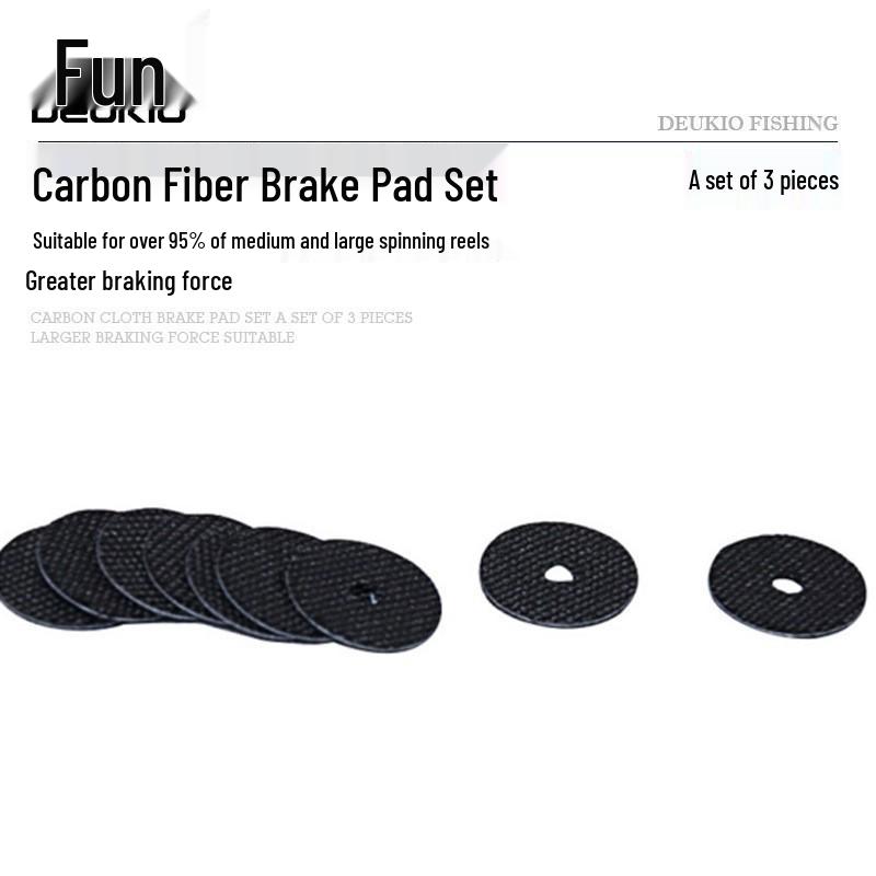 

Set of 3 Wear-Resistant Carbon Fiber Brake Pad Spinning Fishing Reels - Upgrade Your Tackle Large Black Carbon Fiber Brake Pads (Set of 3)