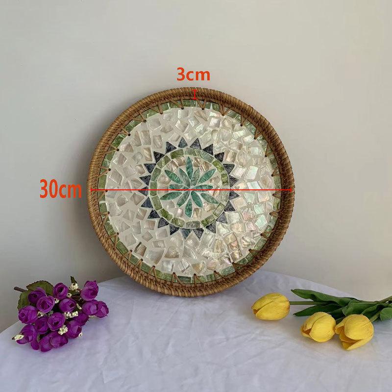 Handwoven Rattan Tray Bread Woven Storage Baskets Fruit Cake Snacks Round Picnic Basket Dinner Serving Trays Kitchen Supplies