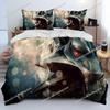 3D The W-Witcher Jogo Gamer Desenho Animado Colcha Conjunto de Roupa de Cama, Capa de Edredom Conjunto de Cama Capa de Colcha Fronha, Conjunto de Roupa de Cama Tamanho King Queen