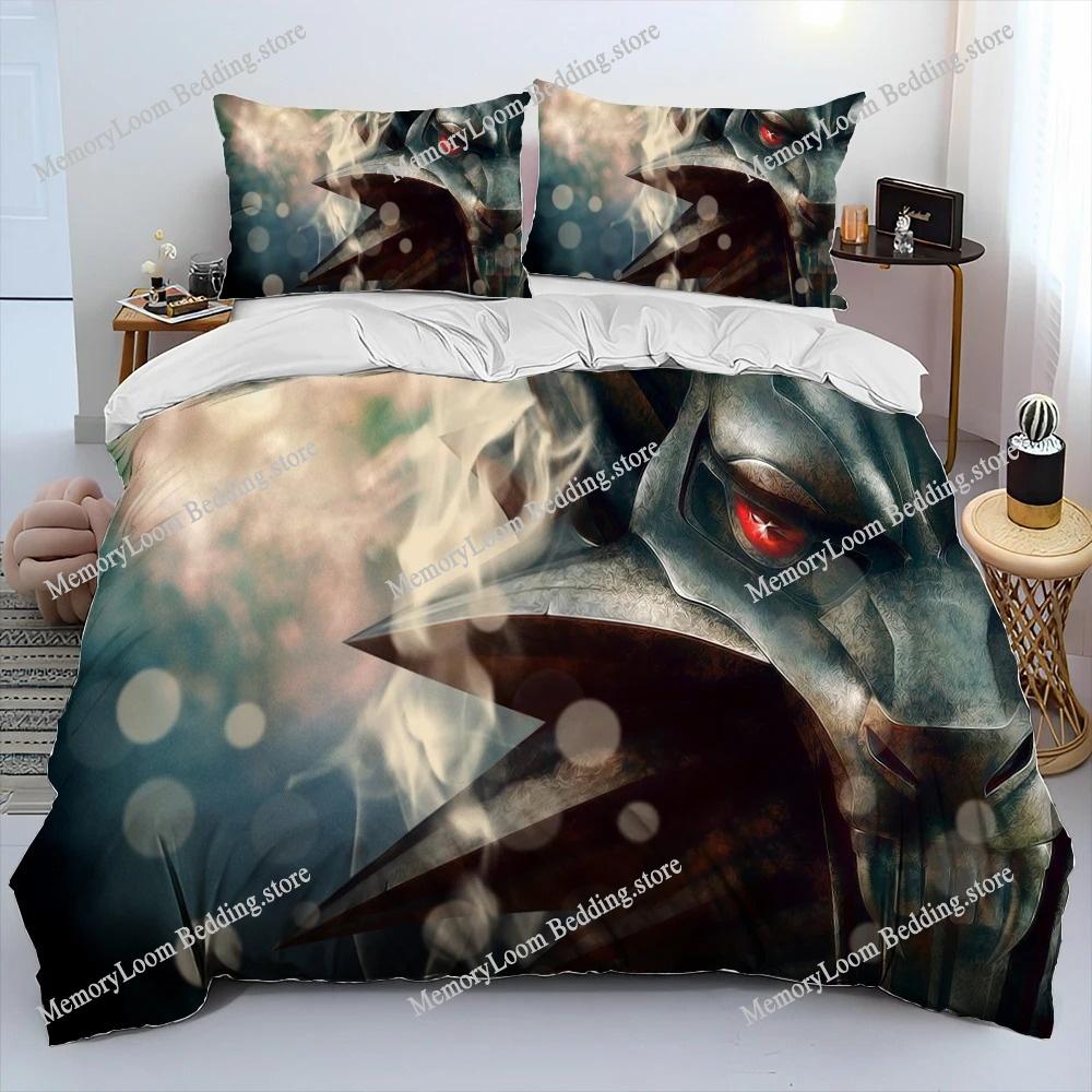 3D The W-Witcher Jogo Gamer Desenho Animado Colcha Conjunto de Roupa de Cama, Capa de Edredom Conjunto de Cama Capa de Colcha Fronha, Conjunto de Roupa de Cama Tamanho King Queen