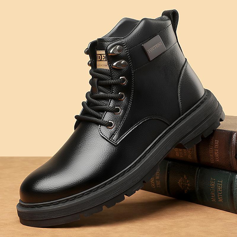 Wear-resistant and Breathable Men's Shoes Martin Boots Autumn and Winter Men's High-top Tooling Boots British Style Leather Boots