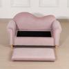 Children's Sofa, Two-Seater for Children 3-5 Years, Storage Space, Natural Wood Frame, 84 x 41.5 x 48.5cm, Pink