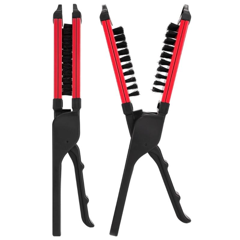 Double Sided Straightening Brush Clamp Hair Brush V-Shape Hair Styling Comb Hairdressing Tool for Home Barber Shop
