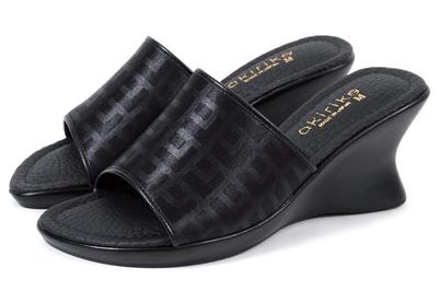 Mule Sandals Made In Japan Office Signature Wedge Sole Black Size M [Akiriko] Approx. 7.5cm