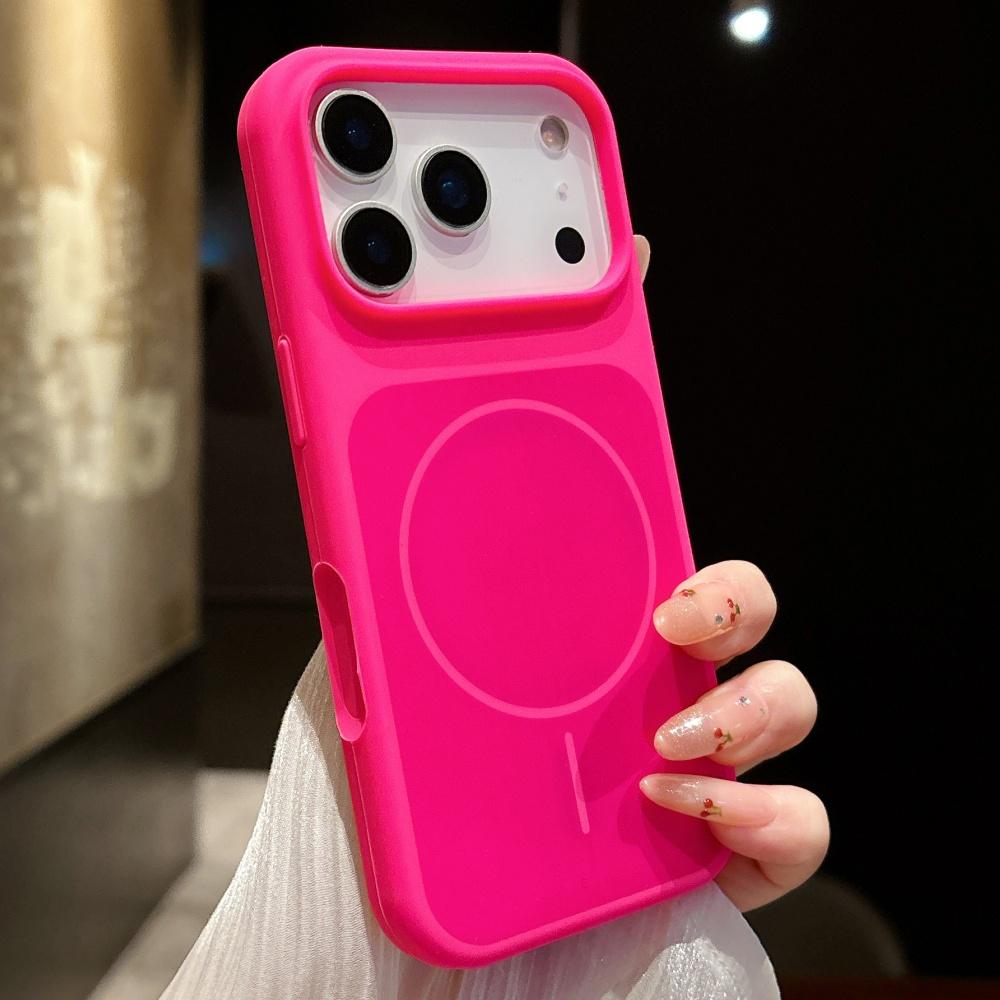 Liquid Silicone Smart Touch Button For Magsafe Case For iPhone 13 14 15 Plus 16 17 Pro Max Air Fluorescent Contrast Color Cover