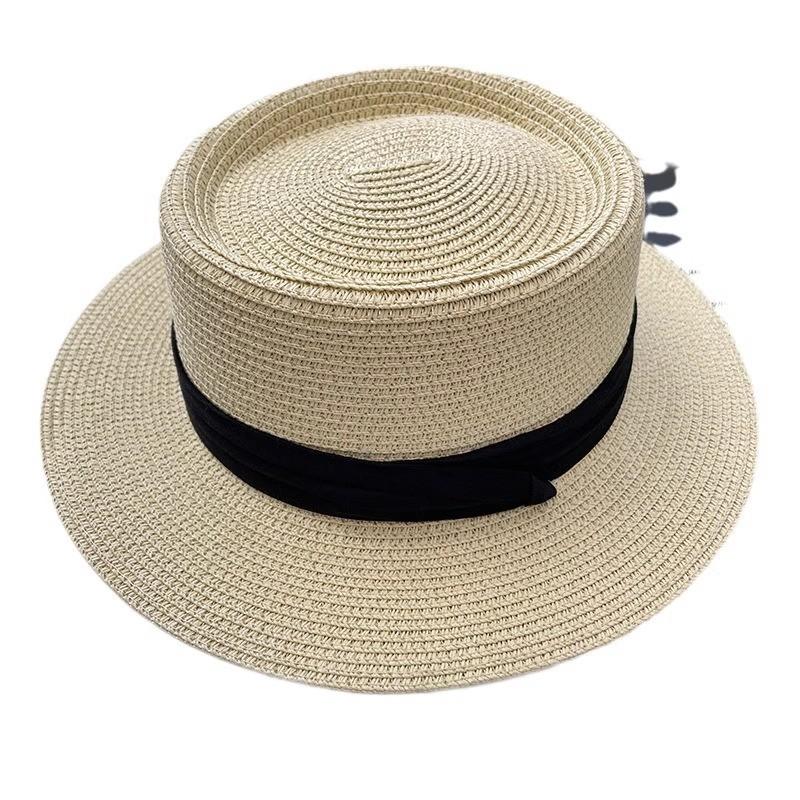 Trendy Top Flat Woven Wide Brim Straw Hat For Sun Shield And Activities Outdoor