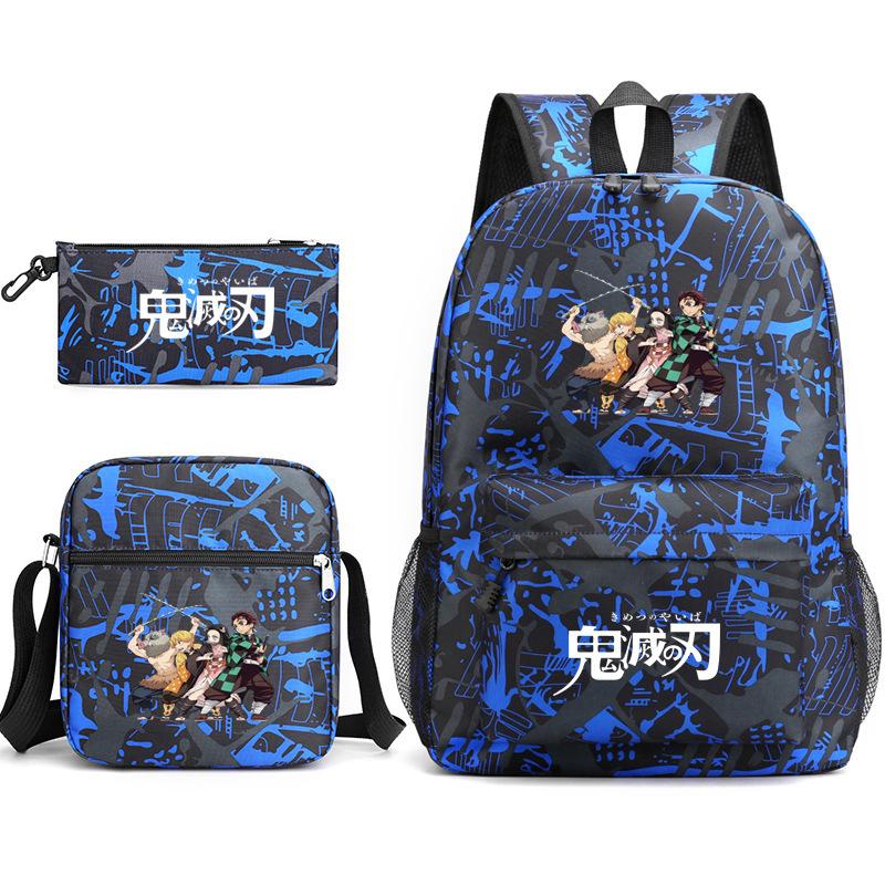 Anime Ghost Destroyer Blade Three-piece School Bag Small Shoulder Pencil Bag Primary and Secondary School Students Backpack