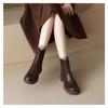 Soft Leather Shoes with Fleece Thick-soled Boots, Women's Height-increasing Cotton Ankle Boots, and Chunk-heeled Boots