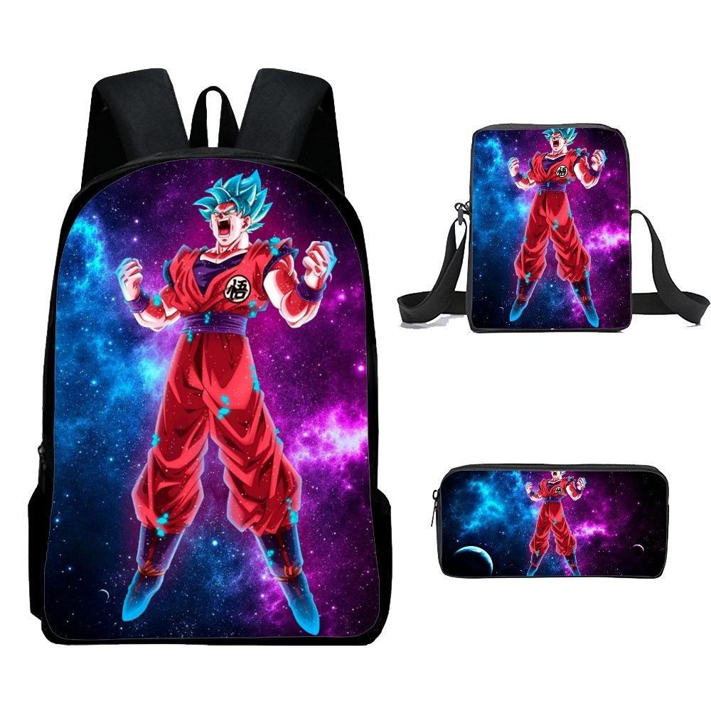 Dragon Ball Backpack Cross-border Trend Backpack Retro School Bag Dragon Ball Cartoon Three-piece Set