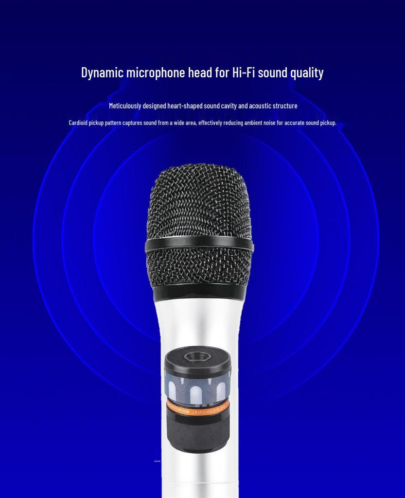 YY801 High Power Handheld Wireless Microphone Set for Home KTV & Outdoor Performance