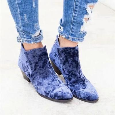 Fashion Women Boots British Style Flock Velvet Stretch Boots Casual Fashion Internal Leather European and American All Match 2024