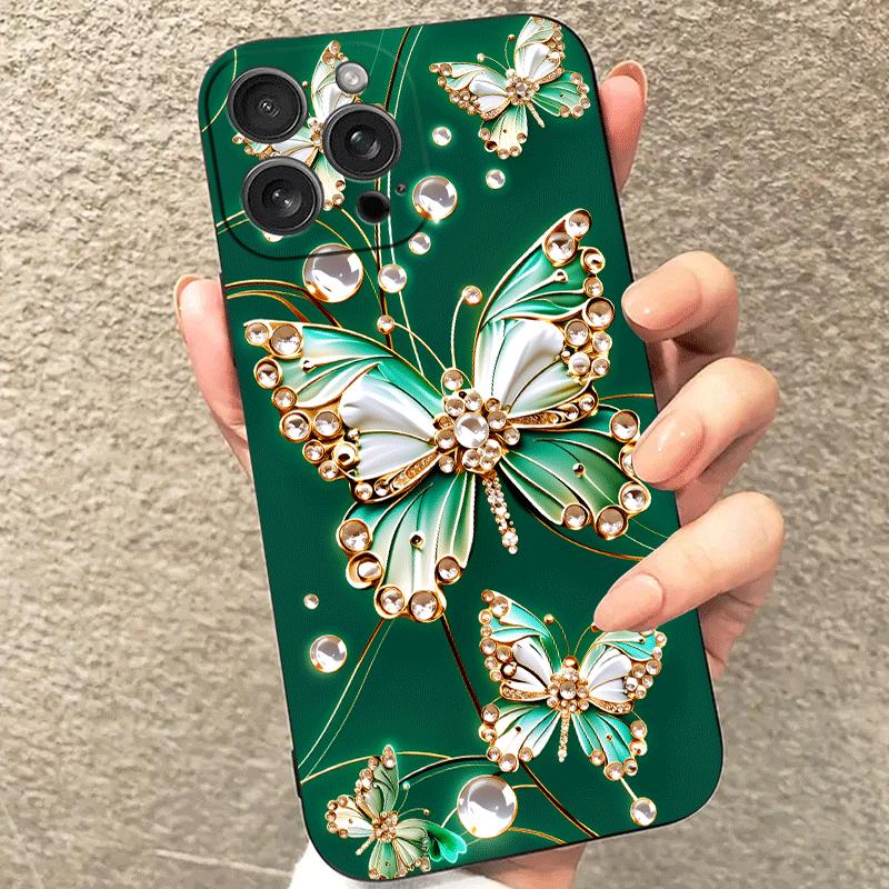 Butterfly pattern phone case suitable for iPhone 17 16 15 14 13 12 11 Pro/Max/Plus anti drop and shockproof back cover