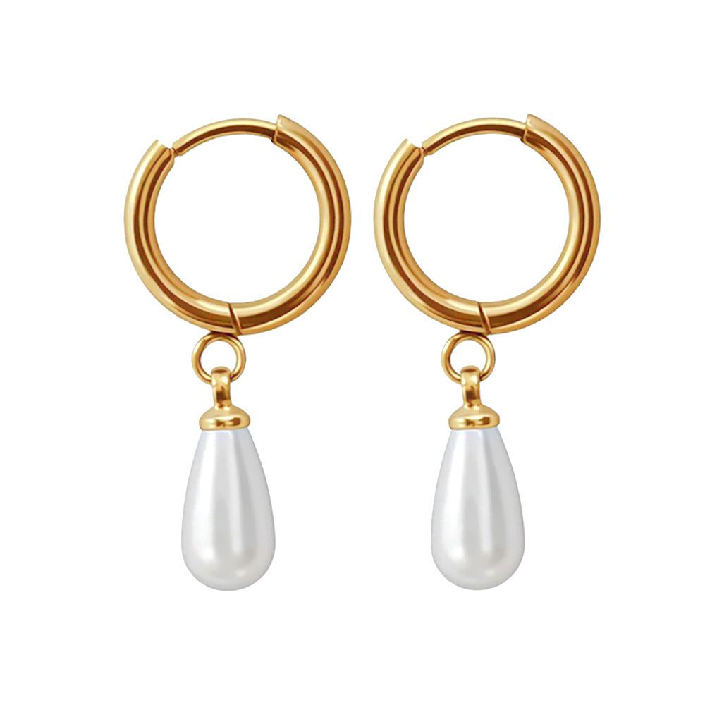 Titan-Perlenohrringe: Trendige koreanisch-inspirierte Hänge-Ohrklemmen für Damen mit einem einzigartigen Design.