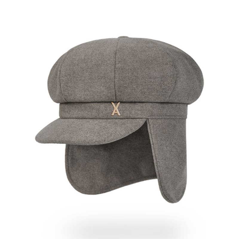 VARZAR VA Stud Fly Newsboy Cap Beige