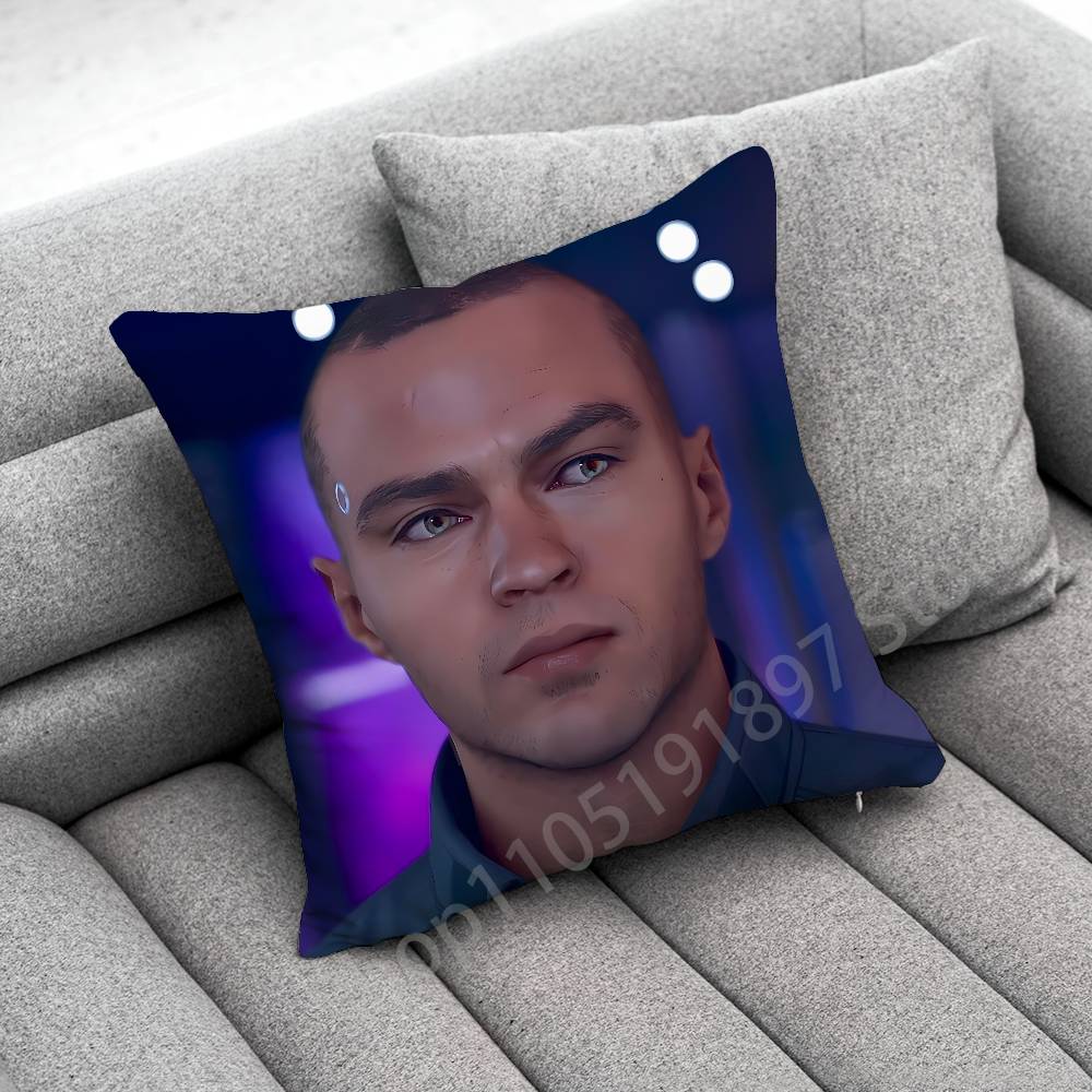 Throw Pillow Case For 30Cm 40Cm 45*45Cm 50Cm 55Cm Square Sofa Pillowcase D-Detroit B-Become Human Connor Dbh Hank Anderson