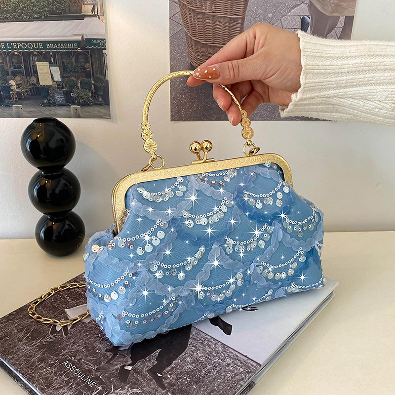 Handtasche Nischendesign Tasche Damen Sommer neue Mode Kette Umhängetasche High-End Pailletten