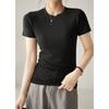 Summer New Women's Crew Neck Short Sleeve T-Shirt Basic Elastic Solid Color T-Shirt Versatile Top